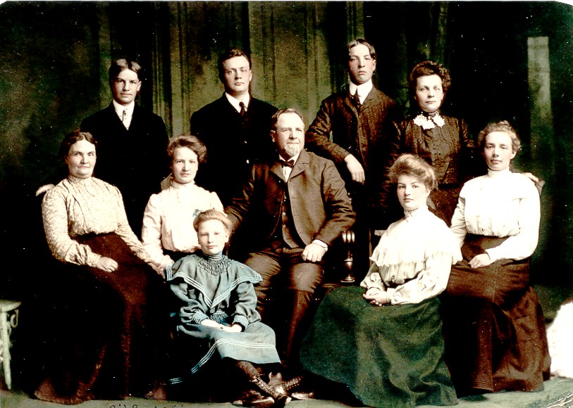 Isaac and Sarah Jane (Gailey) Sears and Grown children.